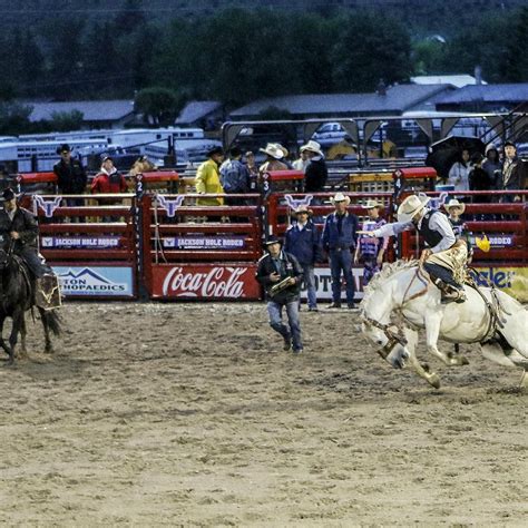 Jackson hole rodeo - June 3, 2023 - Jackson Hole Rodeo. Tickets. General Info. Contestants. About. Sponsors. Webcam. Bareback 1. Eian Smith (T25 Sorry Charlie) $470 (Points) 10 (Score) 74 Saddle Bronc 1.
